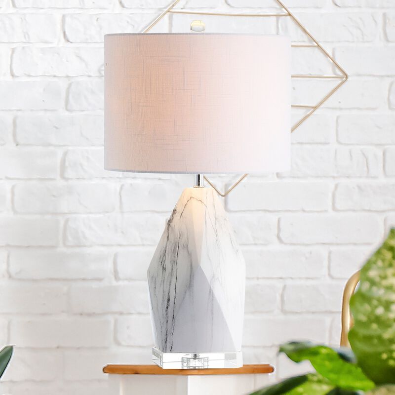 Oslo Ceramic Marble/Crystal LED Table Lamp