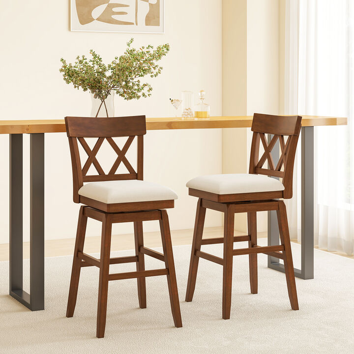 Bar Stool with Contoured Backrest and Swivel Padded Seat