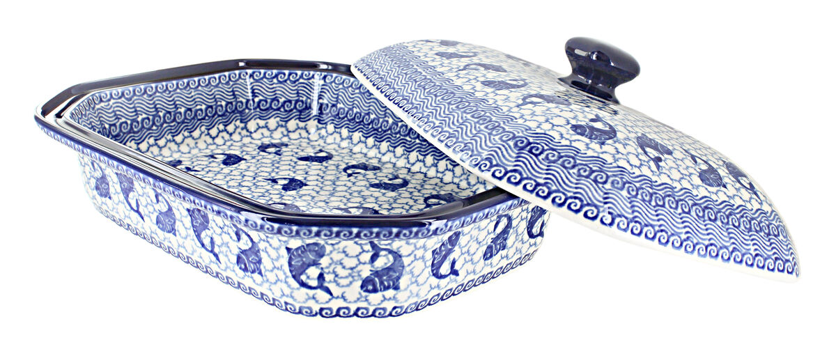 Blue Rose Polish Pottery Maia Large Covered Baker