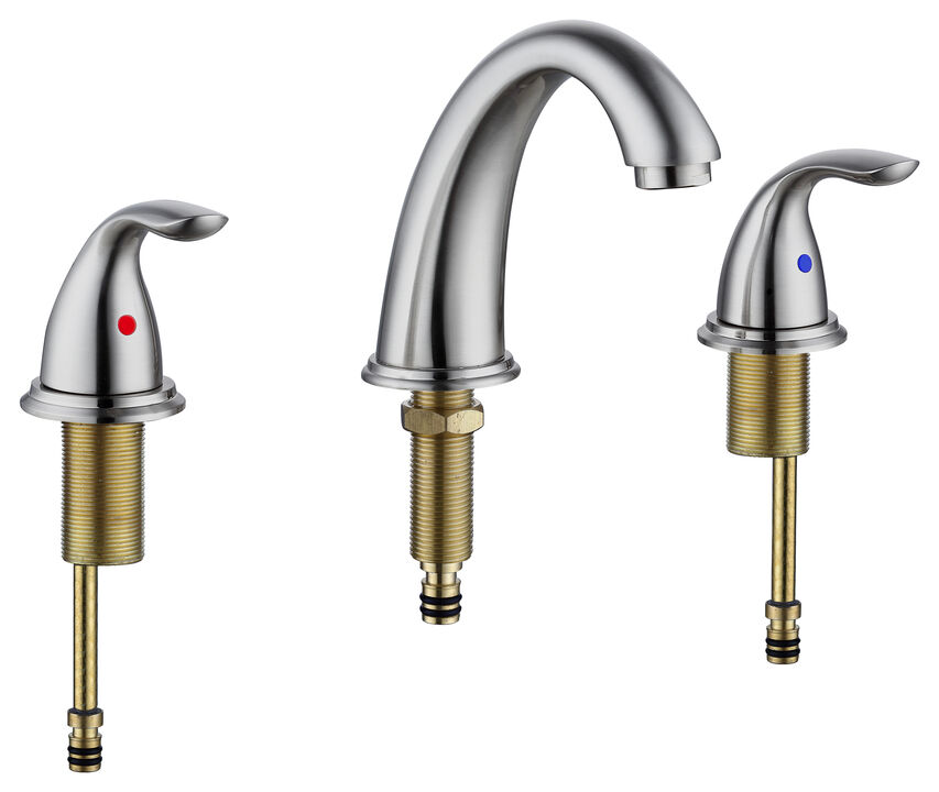 3-Hole Widespread Bathroom Faucet, Waterfall Design with 2 Handles, Pop-Up Drain & Lead-Free Supply Hose
