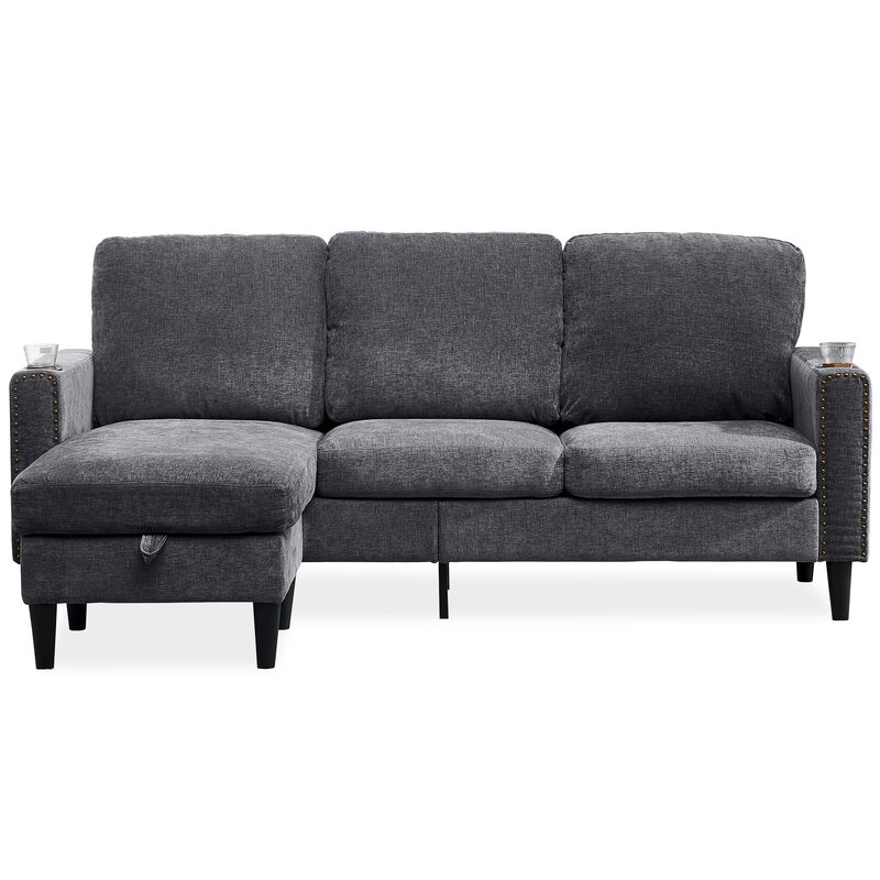 Merax Modern Design Chenille 3 Seat L-Shape Sectional Sofa with Storage Chaise
