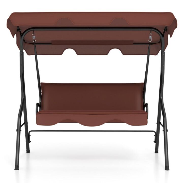 Hivvago 3 Seat Outdoor Patio Canopy Swing with Cushioned Steel Frame