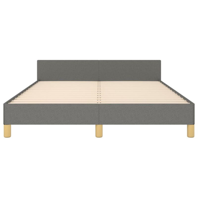 vidaXL Queen Bed Frame with Headboard, Dark Gray Fabric Upholstery, Durable Supportive Legs and Plywood slats, Simplistic Modern Design, Easy Assembly Furniture