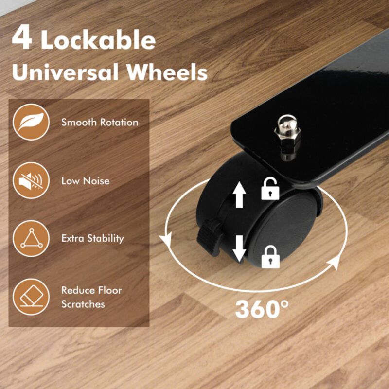 Hivvago 6 Feet Single Panel Rolling Room Divider with Smooth Wheels