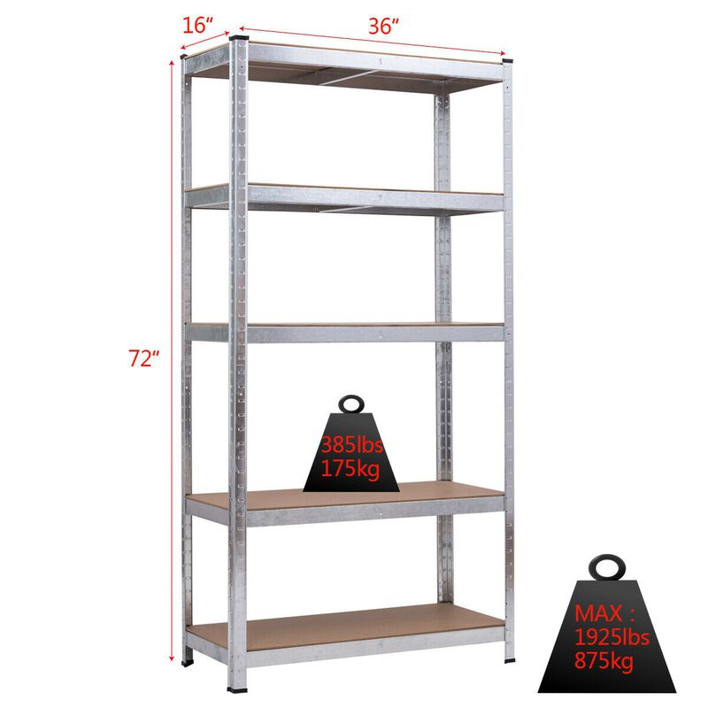 72 Inch Storage Rack with 5 Adjustable Shelves