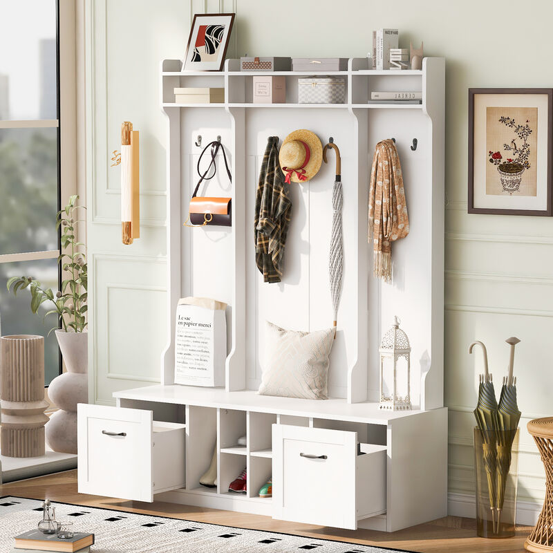 Merax Bench with Coat Rack Entryway Hall Tree