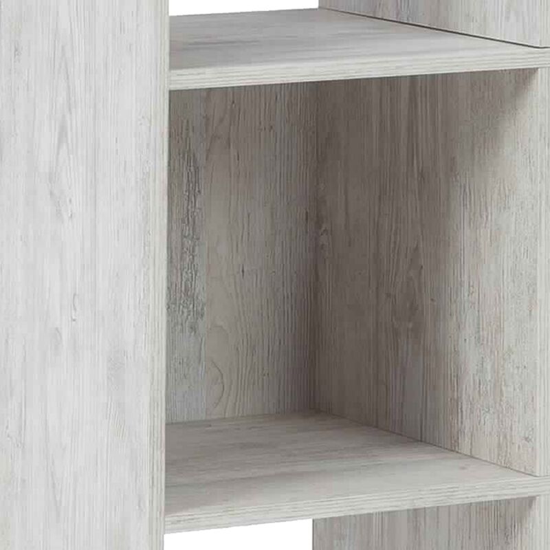 6 Cube Wooden Organizer with Grain Details, Washed White - Benzara