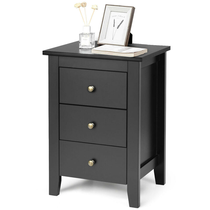 Nightstand End Beside Table Drawers Modern Storage Bedroom Furniture