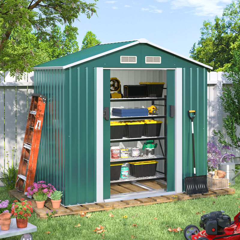4.2’ x 7’ Outdoor Storage Shed with Sliding Door