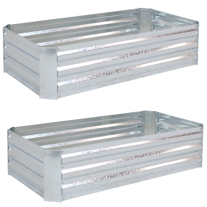 Sunnydaze Galvanized Steel Rectangle Raised Garden Bed