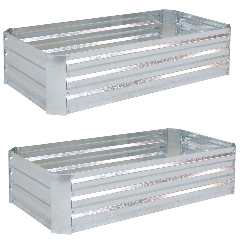 Sunnydaze Galvanized Steel Rectangle Raised Garden Bed