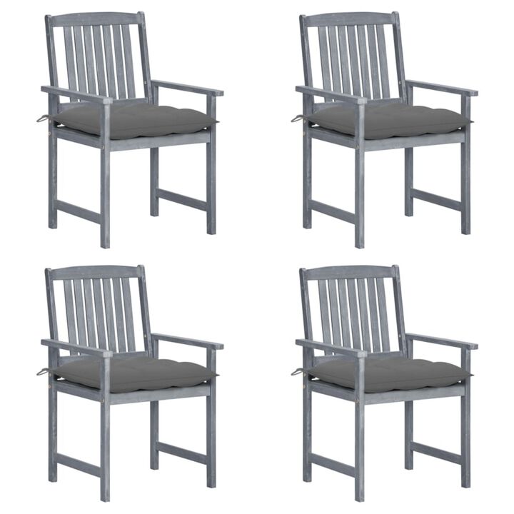 vidaXL Director's Chairs with Cushions 4 pcs Gray Solid Acacia Wood