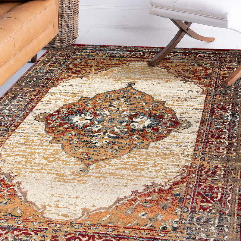 Allure Pelham Red Medallion Area Rug 2'x3'