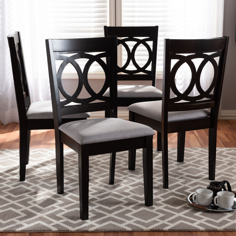 Baxton Studio Lenoir Modern Gray Fabric Upholstered Espresso Finished Wood Dining Chair