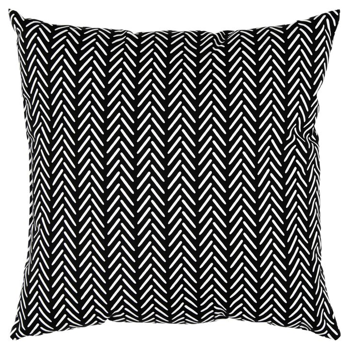 22"x22" Indoor/Outdoor Pillow, Black and White Crosshatch