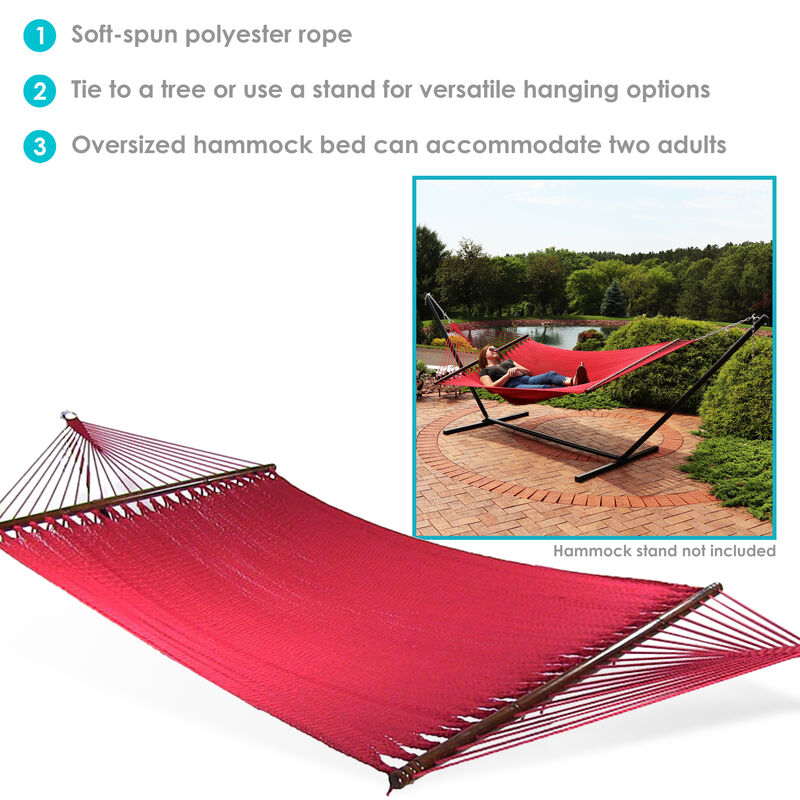 Sunnydaze 2-Person Polyester Rope Hammock with Spreader Bars
