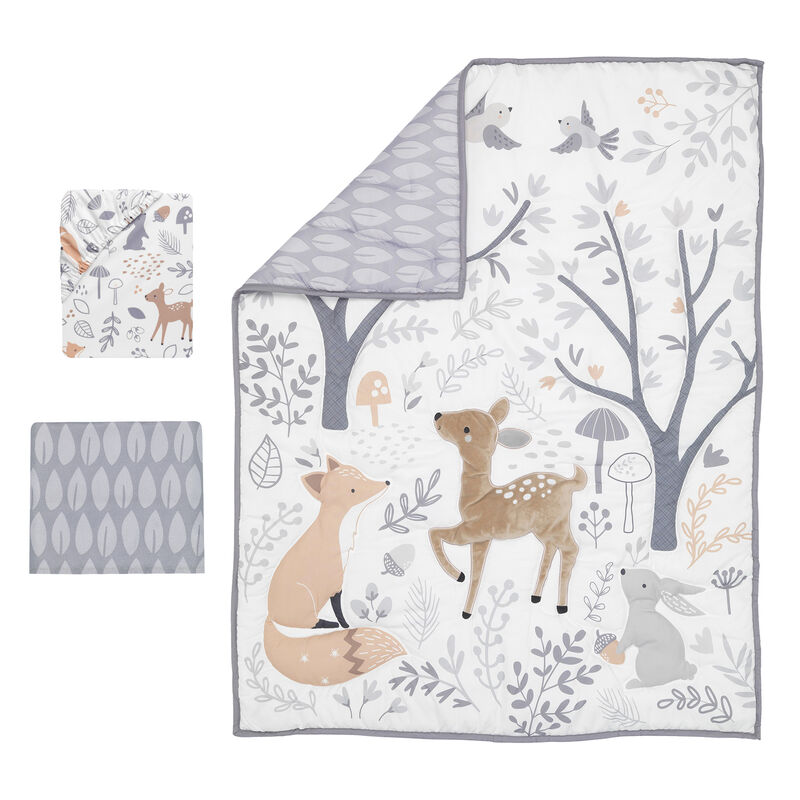 Bedtime Originals Deer Park 3-Piece Crib Bedding Set - Gray, Animals, Woodland