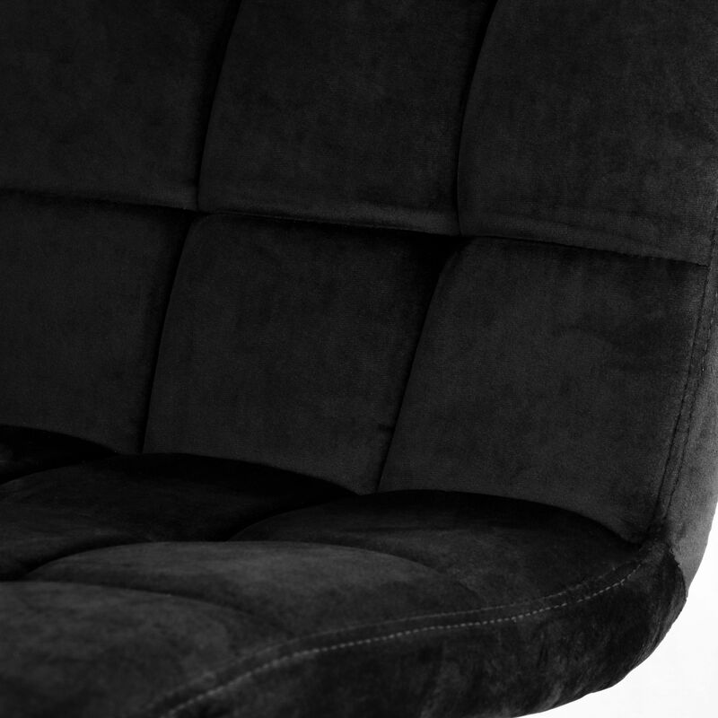 Elama 2 Piece Velvet Tufted Accent Chairs in Black with Black Metal Legs
