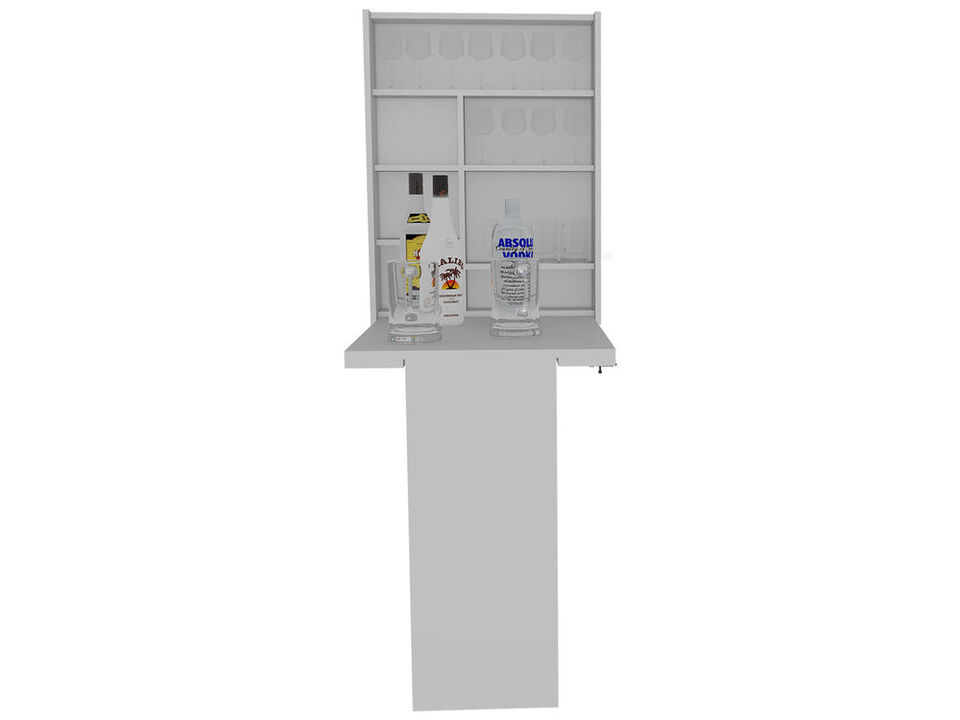 DEPOT E-SHOP Toscana Wall Foldable Table, Seven Interior Shelves, Wall Mounted, White
