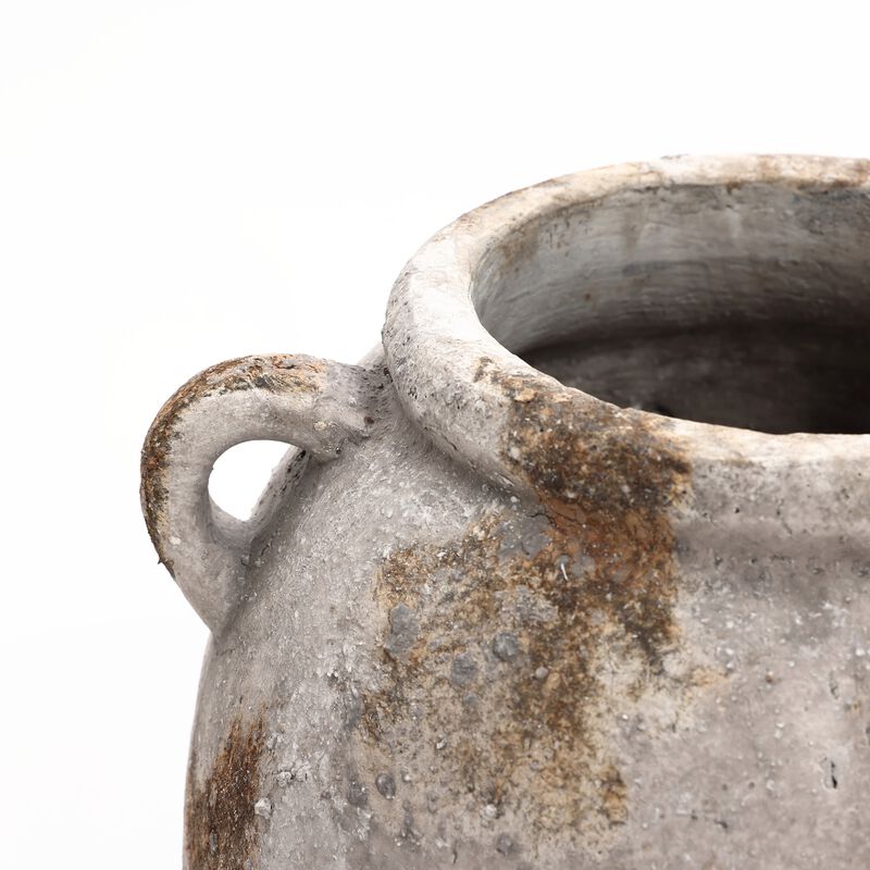 LuxenHome Mottled Brown and White Terracotta 11.8-Inch Tall Indoor and Outdoor Jug Vase with Handles