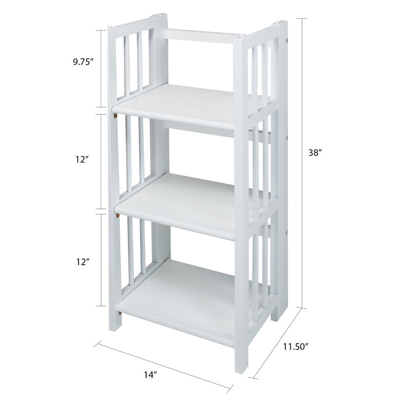 Casual Home 3-Shelf Folding Bookcase, 14" Wide, White