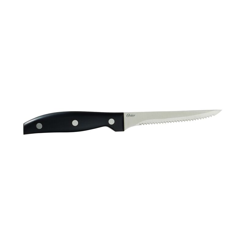 Oster Granger 14 Piece Stainless Steel Cutlery Set with Black Handles and Wooden Block