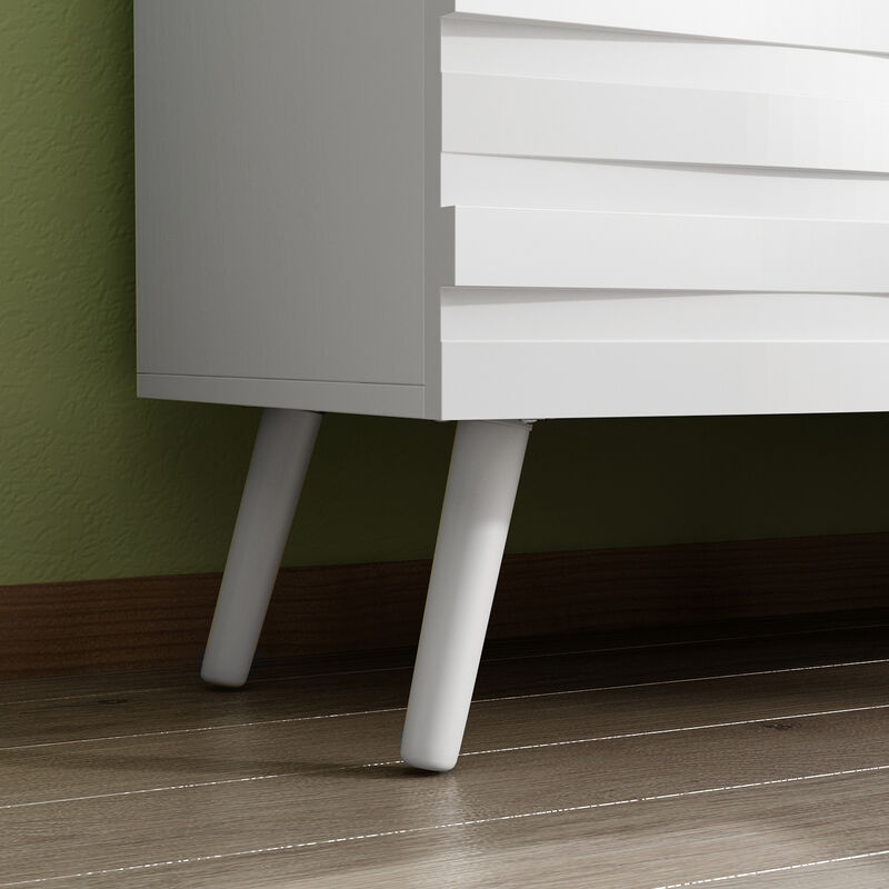 FUFU&GAGA Modern Storage Cabinet with 2 Adjustable Shelves, Solid Wood Legs & Embossed Laminate Finish