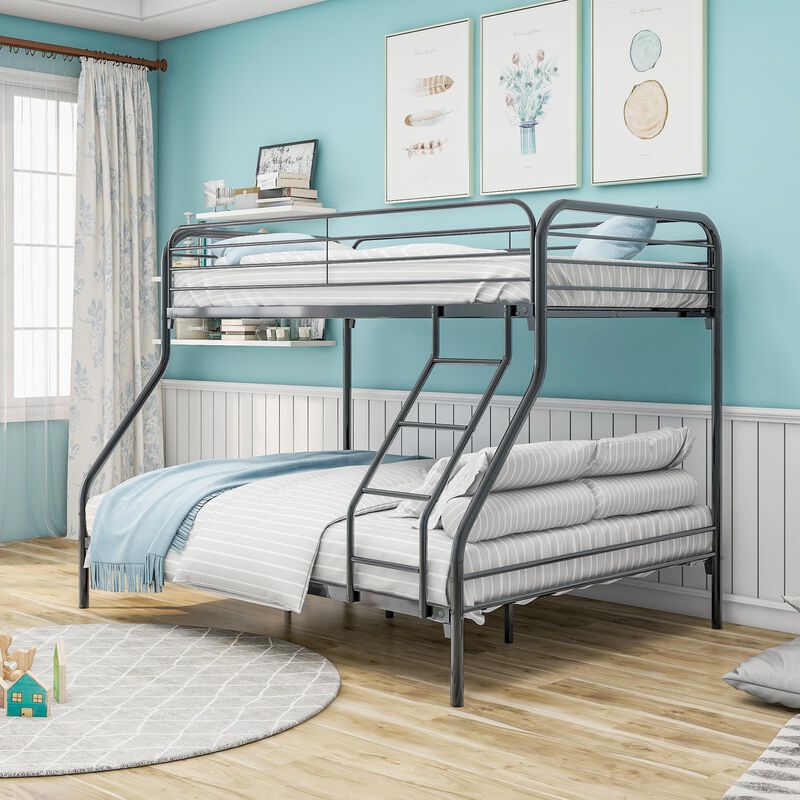Heavy-Duty  Metal Bunk Bed with Sturdy Guardrails & Easy Assembly