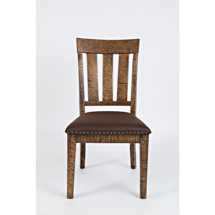 Jofran Distressed Wood Dining Chair with Upholstered Seat (Set of 2)