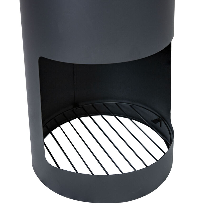Sunnydaze 59" H Steel Chiminea with Log Holder - Black