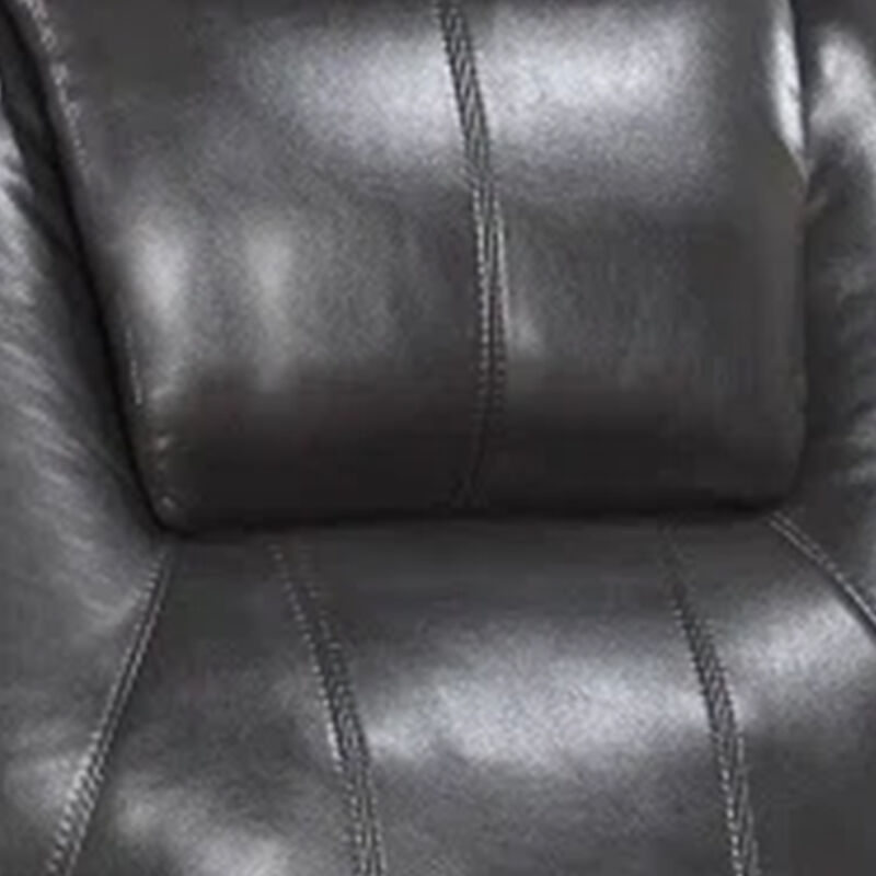 Evans 37 Inch Recliner Chair, Power Lift, Cupholders, Gray Faux Leather - Benzara