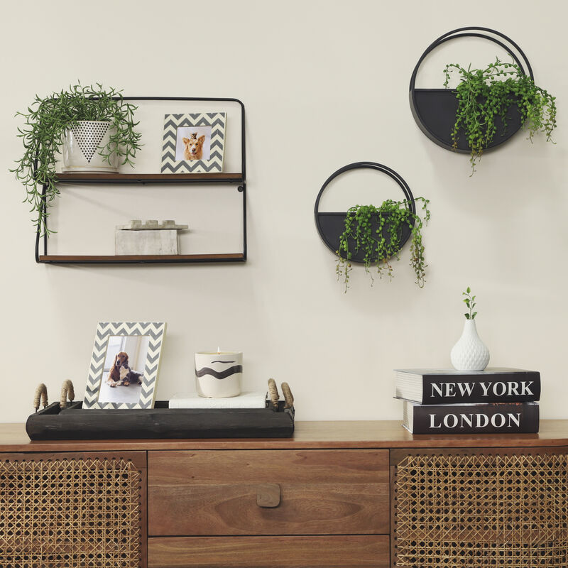 Metal /wood 20" 2 Tier Wall Shelf
