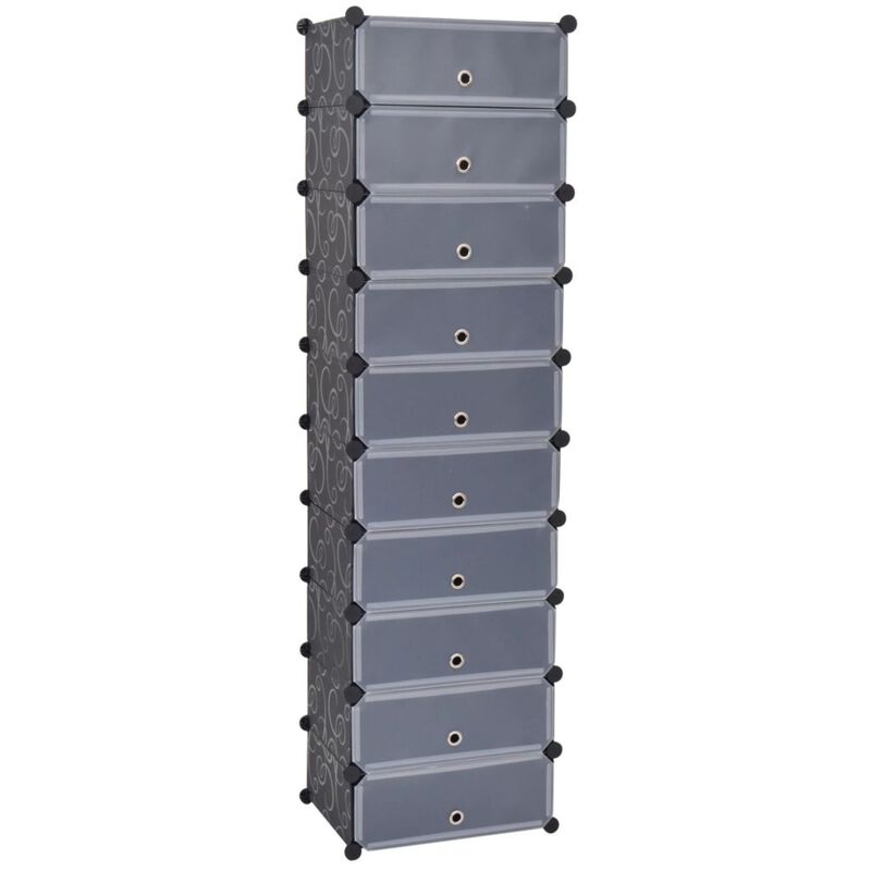 vidaXL Interlocking Shoe Organizer with 10 Compartments Black