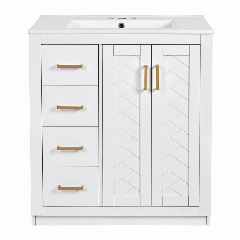 Merax Solid Wood Frame Freestanding Vanity for Bathroom