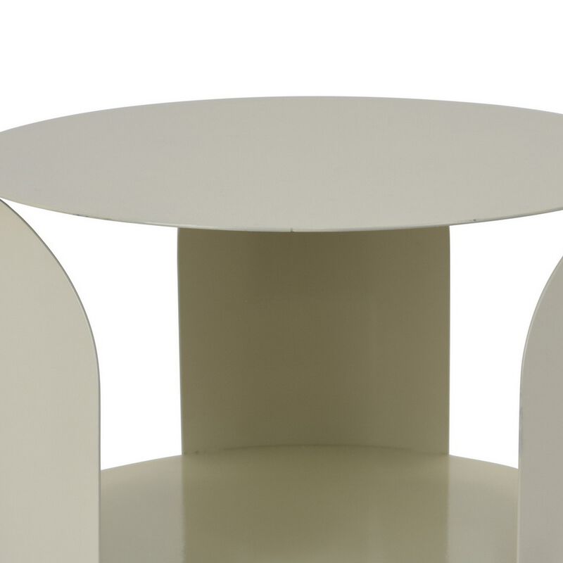 Gigi Plant Stand Table, 1 Shelf, Gray Metal Frame, Round 14 Inch Top - Benzara