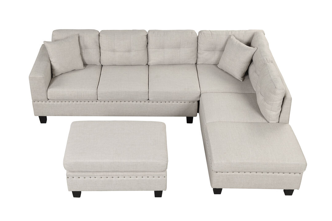 Merax Modern Sectional Sofa with Storage Ottoman