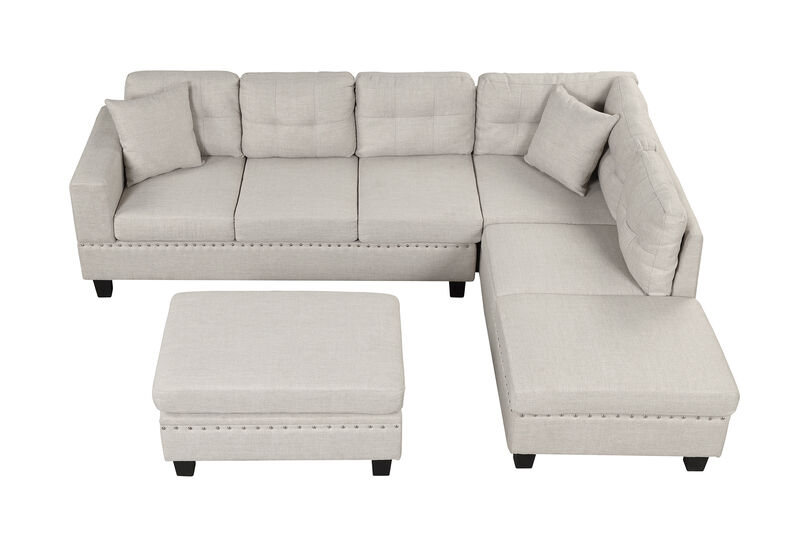 Merax Modern Sectional Sofa with Storage Ottoman