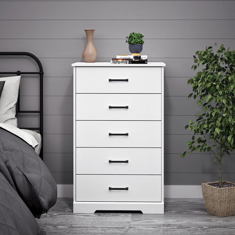 Prepac Rustic Ridge White 5 Drawer 18.5D x 27.5W x 43.5H Dresser