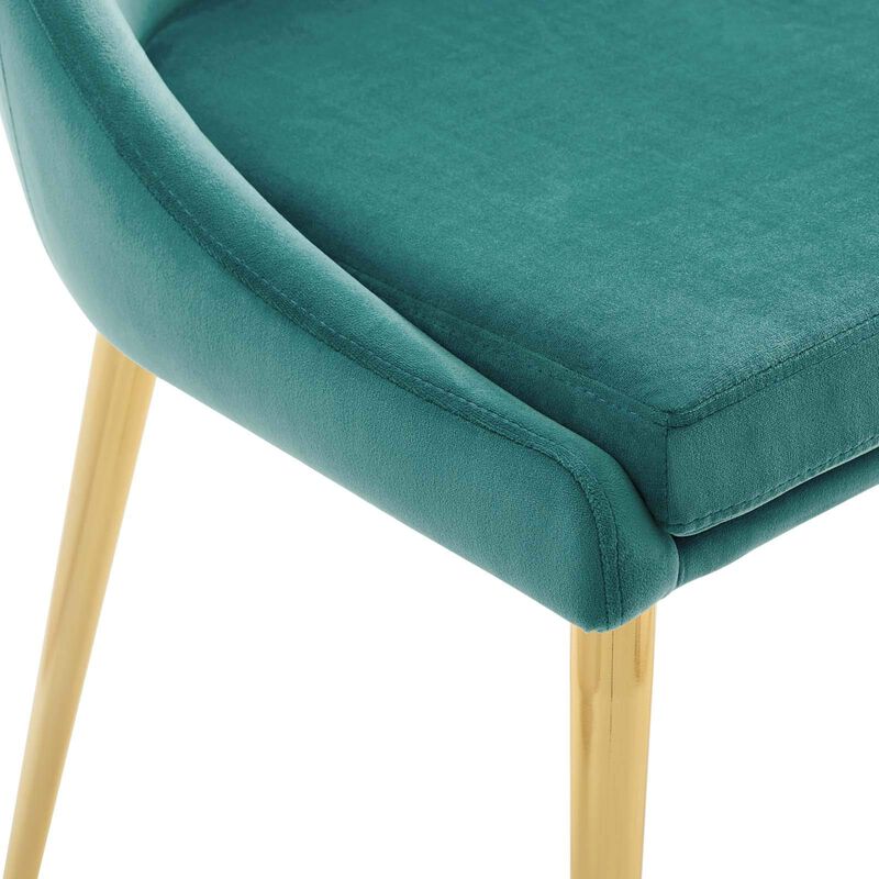 Modway Viscount Modern Accent Performance Velvet Dining Chair, Teal