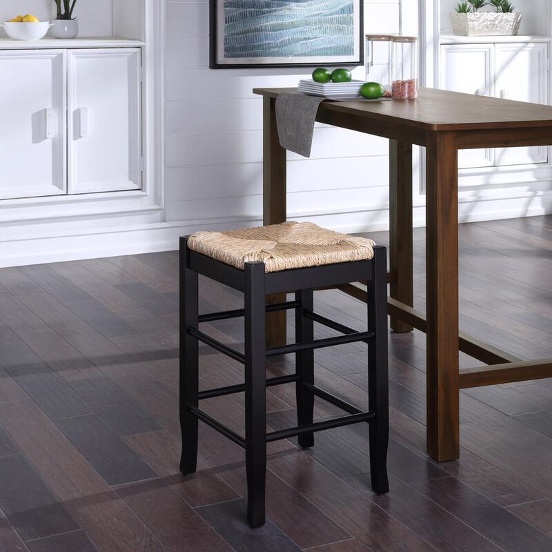 Boraam Square Rush Seat Counter Height Stool 24 - Black