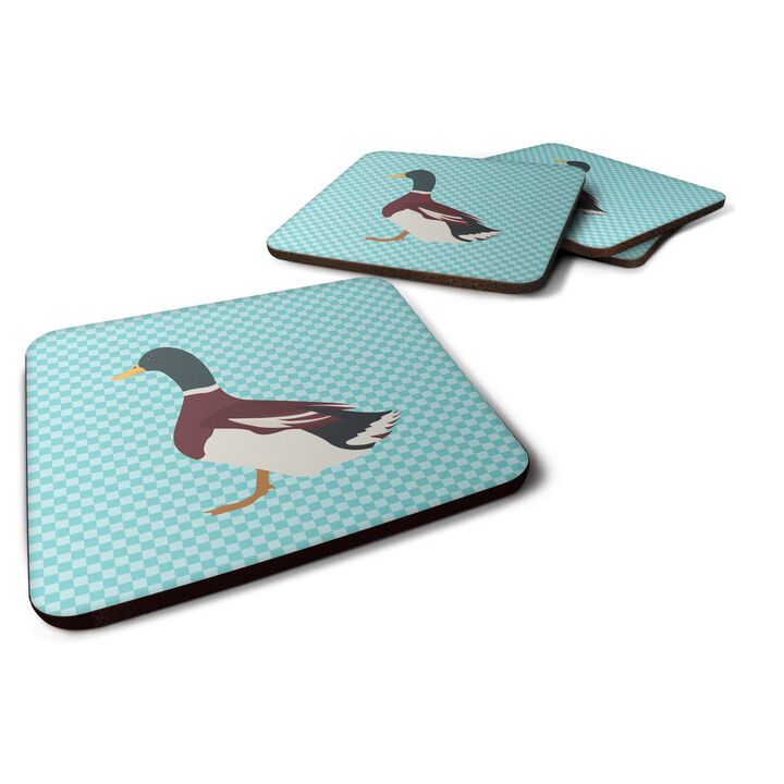 Caroline's Treasures Rouen Duck Blue Check Decorative coasters, 3.5, Multicolor