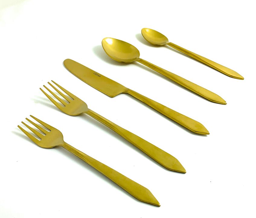 Brushed Golden Stainless Steel Flatware Set of 20 PC