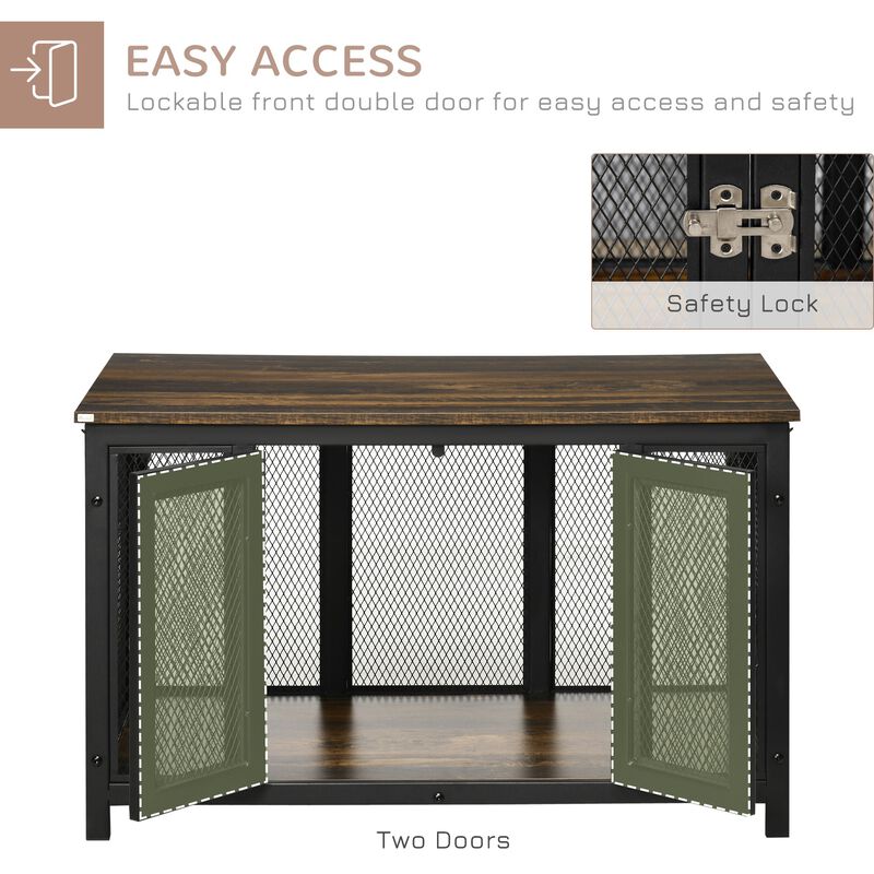 Brown/Black Pet Crate: Large Dog Furniture with Spacious Interior