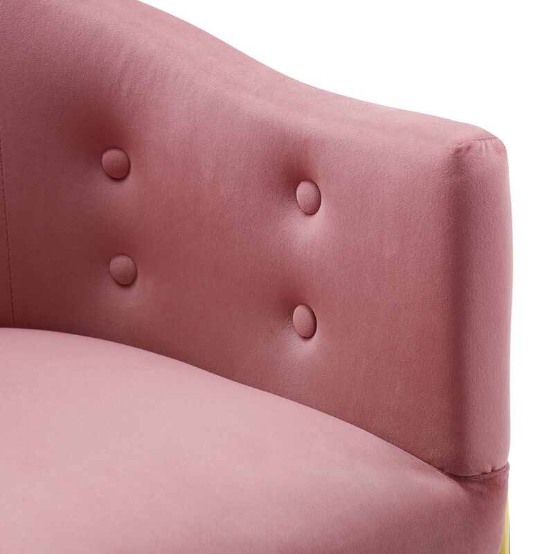 Modway Savour Tufted Performance Velvet Accent Dining Armchair, Dusty Rose 23 x 26 x 29.5