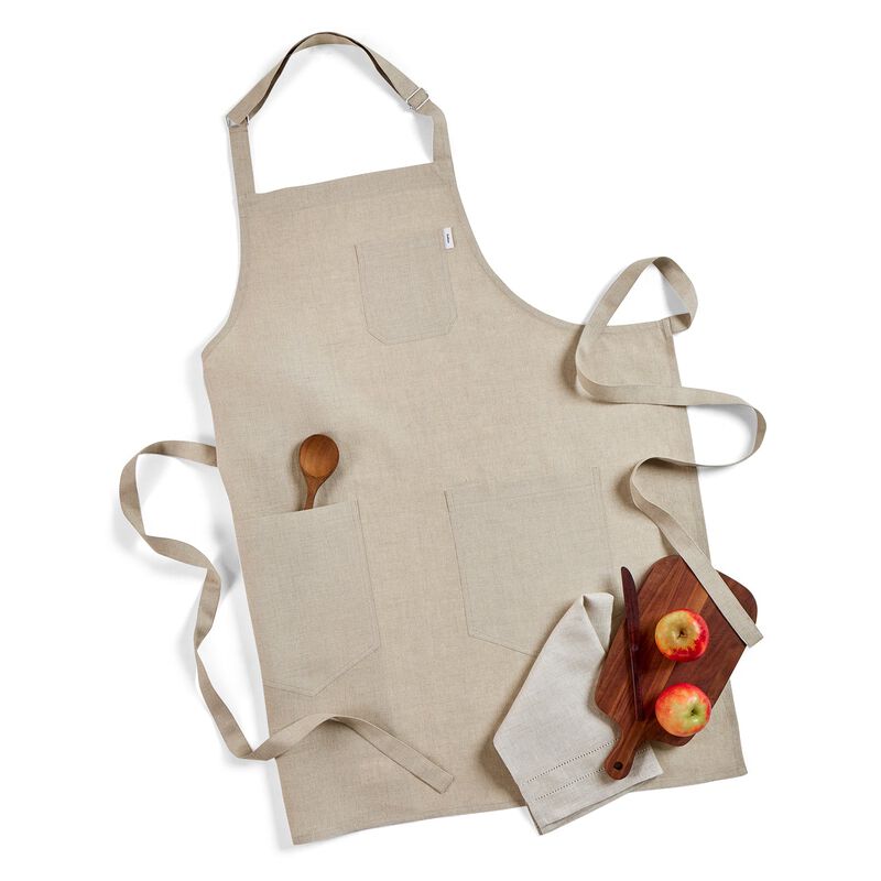 Solino Home 100% Pure Linen Bib Apron 33 x 30 Inch