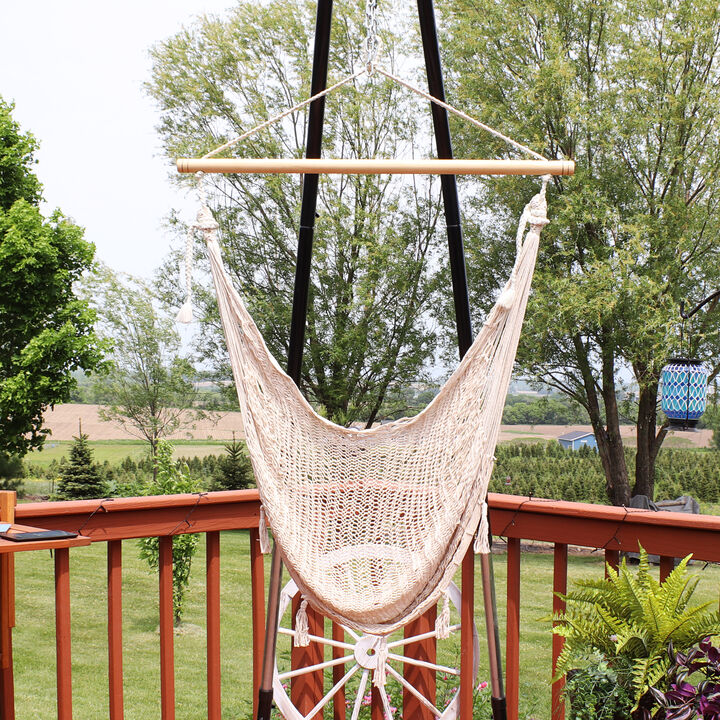 Sunnydaze Mayan Cotton/Nylon Rope Hammock Chair - Natural