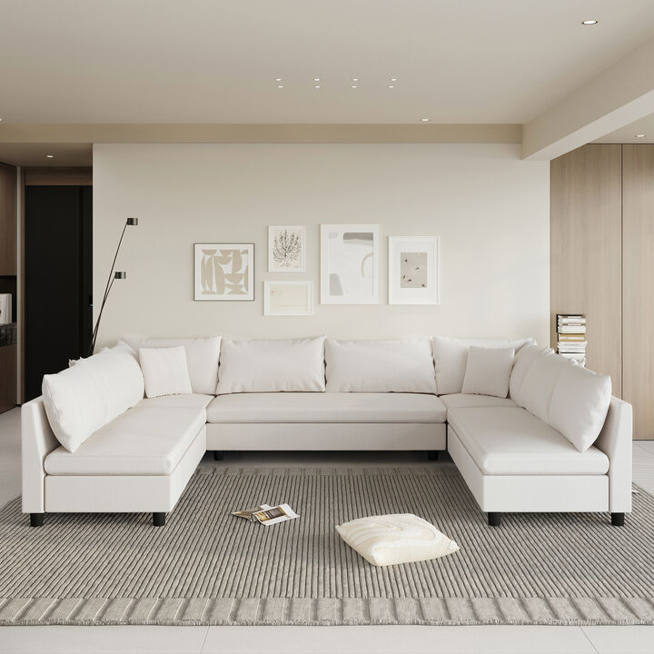 Merax Modular Chenille Sectional Sofa Convertible Sofa for Living Room