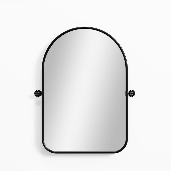 32*23  Arched Metal Black Framed Wall Mirror Round Corner Bathroom Vanity Mirror(Set Of 2)