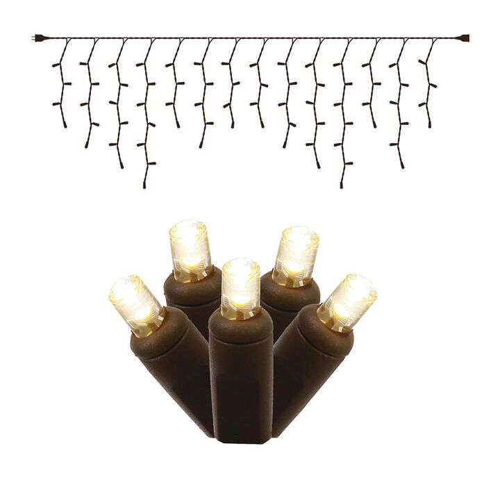 Vickerman  70 Warm White Wide Angle LED Icicle Light on Brown Wire, 9 ft. Christmas Light Set Vickerman  70 Warm White Wide Angle LED Icicle Light on Brown Wire, 9 ft. Christmas Light Set