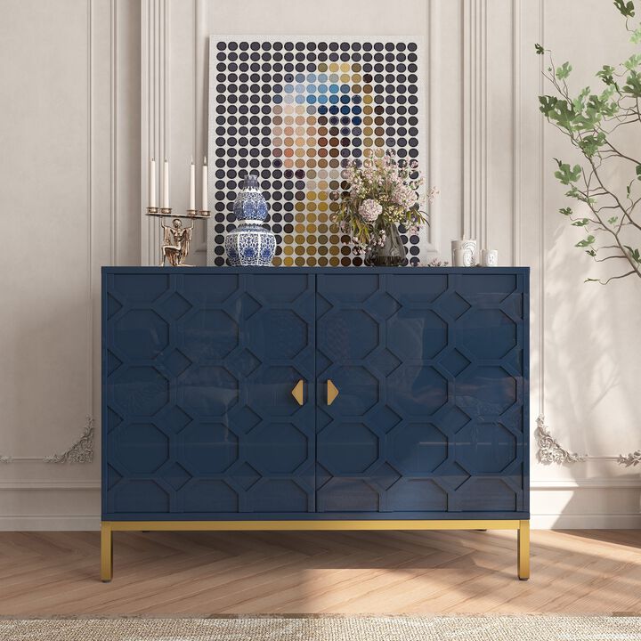 26.2 in. H Freestanding Storage Cabinet 2-Door Accent Cabinet in Blue